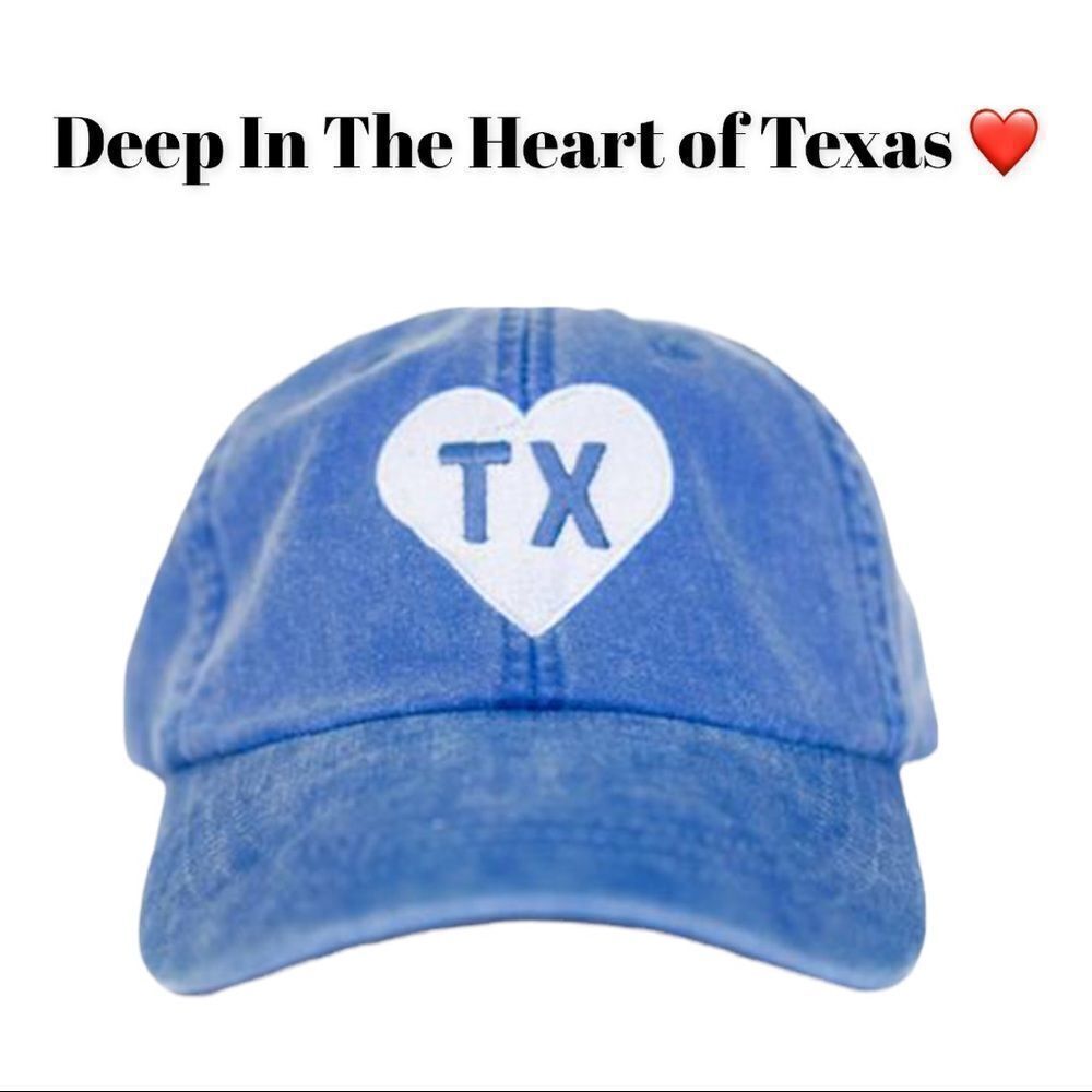 NEW Heart Women's Texas Vintage Washed Blue Embroidered Cap Hat